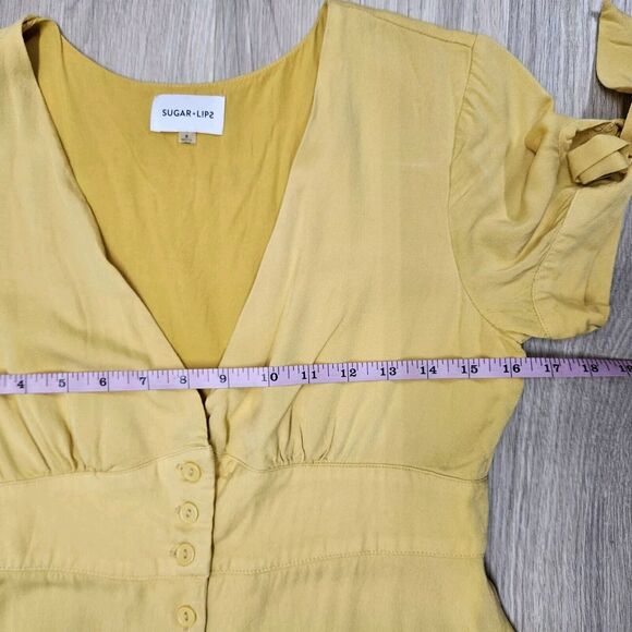 Sugar & Lips Women Golden Yellow Button Down Mini Dress Small - Picture 6 of 8